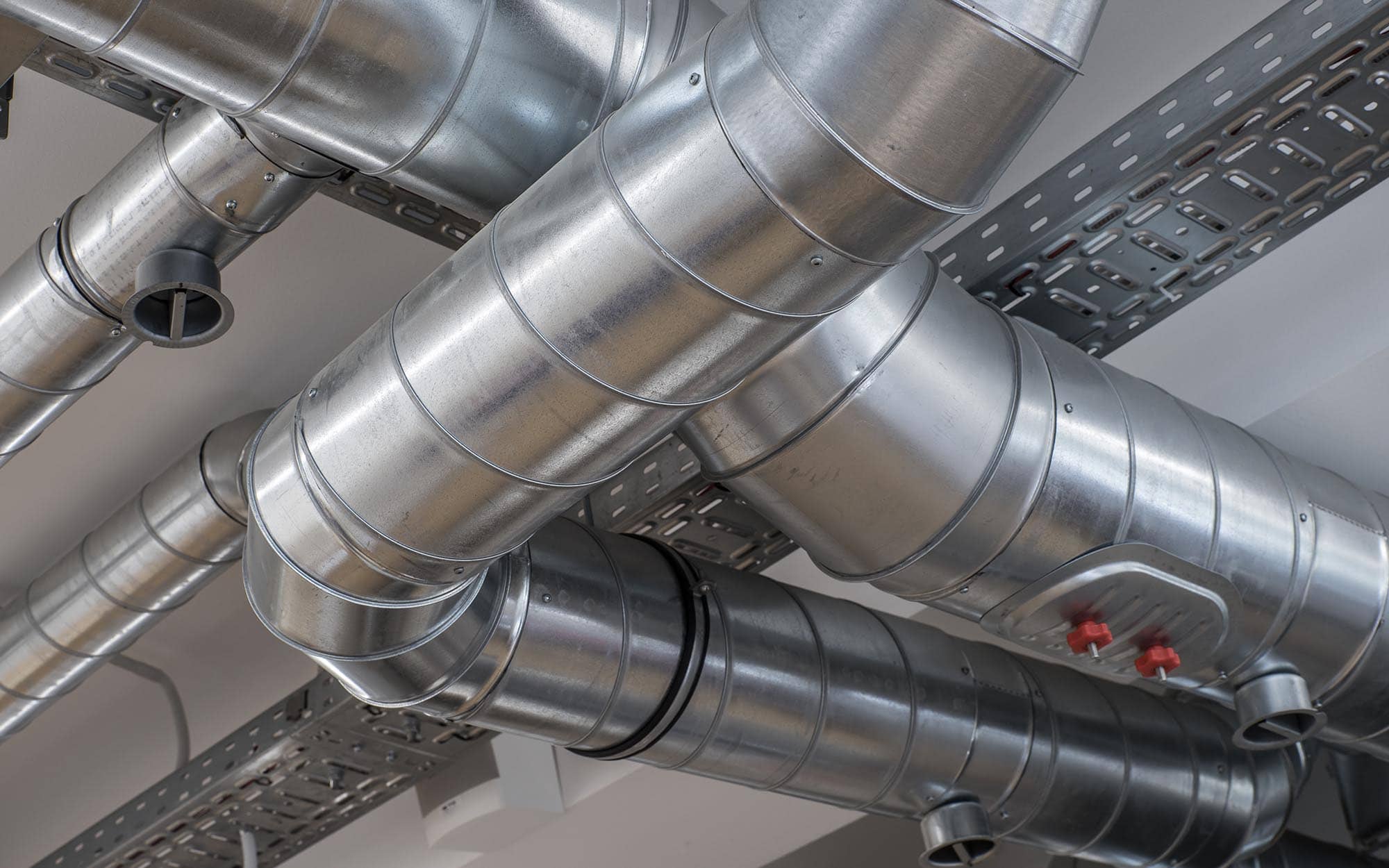 Ventilation pipe system in kitchen interior